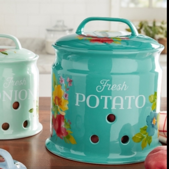🌺 New Pioneer Woman Breezy Blossom Potato Keeper Canister - Picture 3 of 8